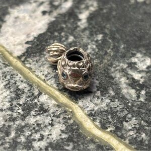 Authentic & Retired Pandora Moments Silver Splish Splash Fish Charm w/ Topaz 925
